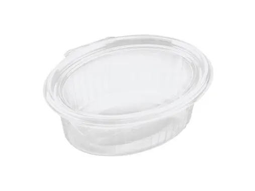 Salatbakke Clearshow 1000 ml 204x166x67 mm oval hængslet låg RPET Klar,6 pk x 50 stk/krt