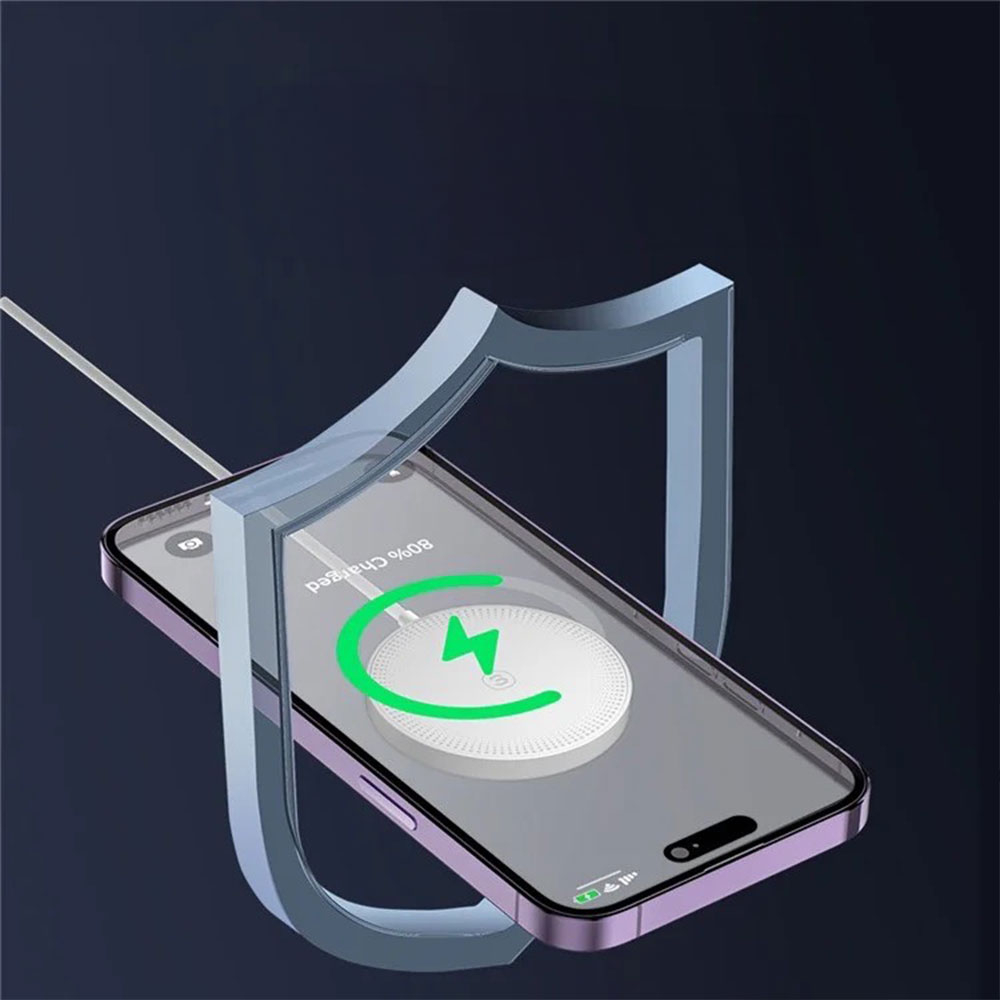 (1m) 15W USB C auf MagSafe Ladegerät Magnetischer Qi Wireless Charger Ladepad - Schwarz