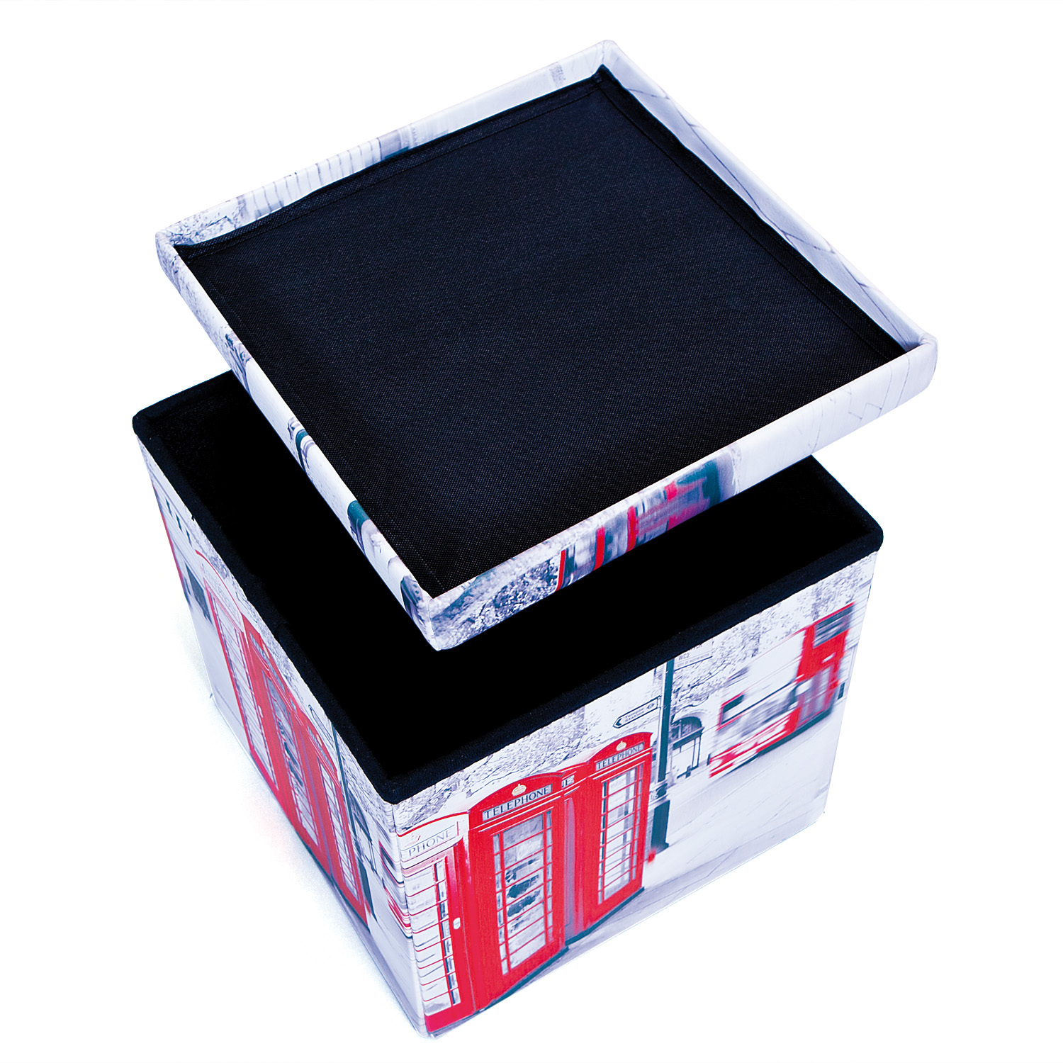 Faltbox SETTI - weiß - London - mit Sitzpolster - 38 cm