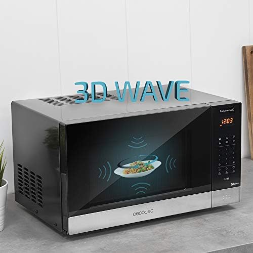 Cecotec Micro ondes avec Gril de 23 L ProClean 6110 Comptoir. 1280W, Numérique, Revêtement Ready2Clean et Technologie 3DWave, Écran LED, Noire, avec finitions en Acier inoxydable : Cuisine et Maison