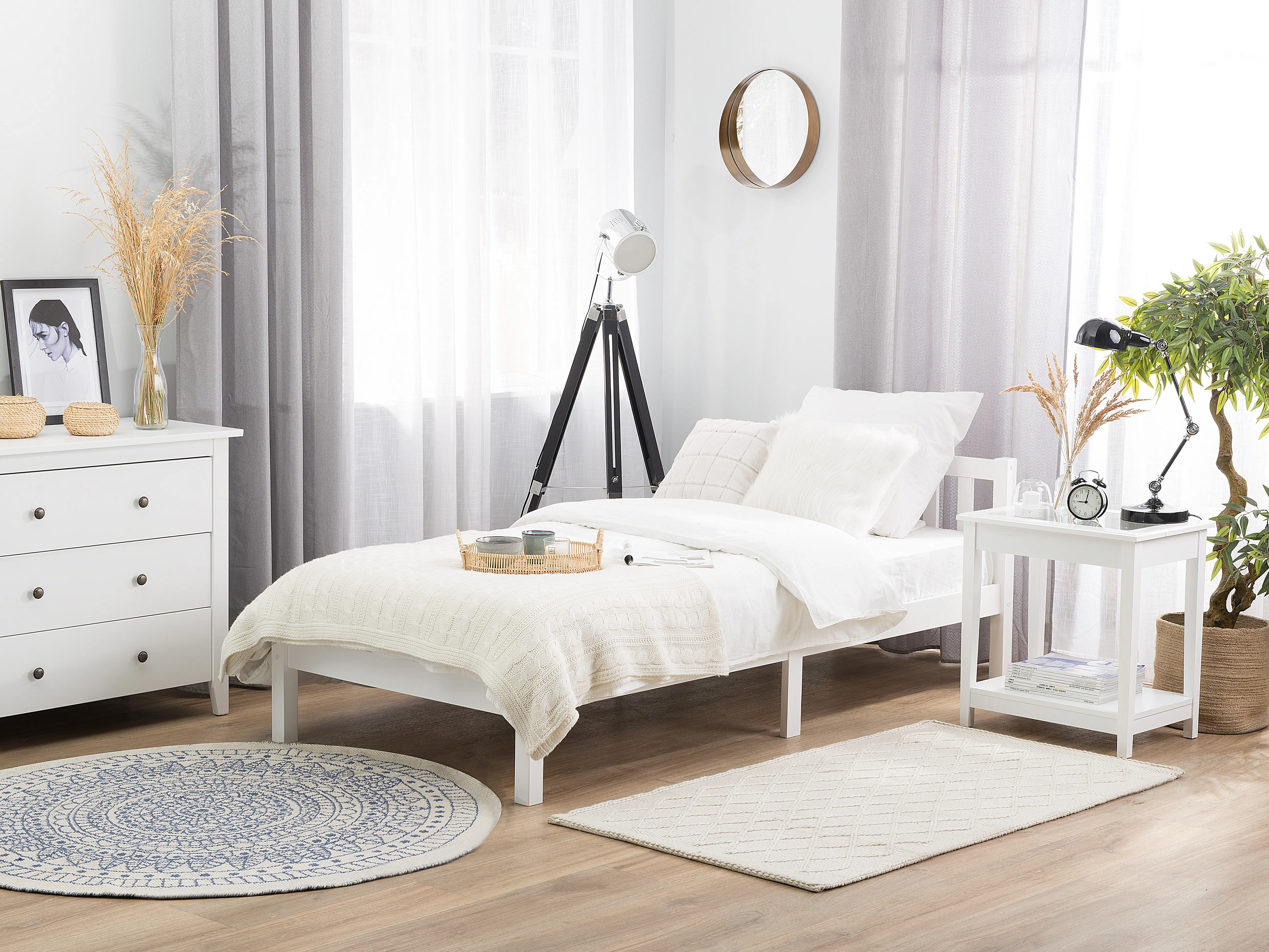 Bed Dennenhout FLORAC 90 x 200 cm Wit