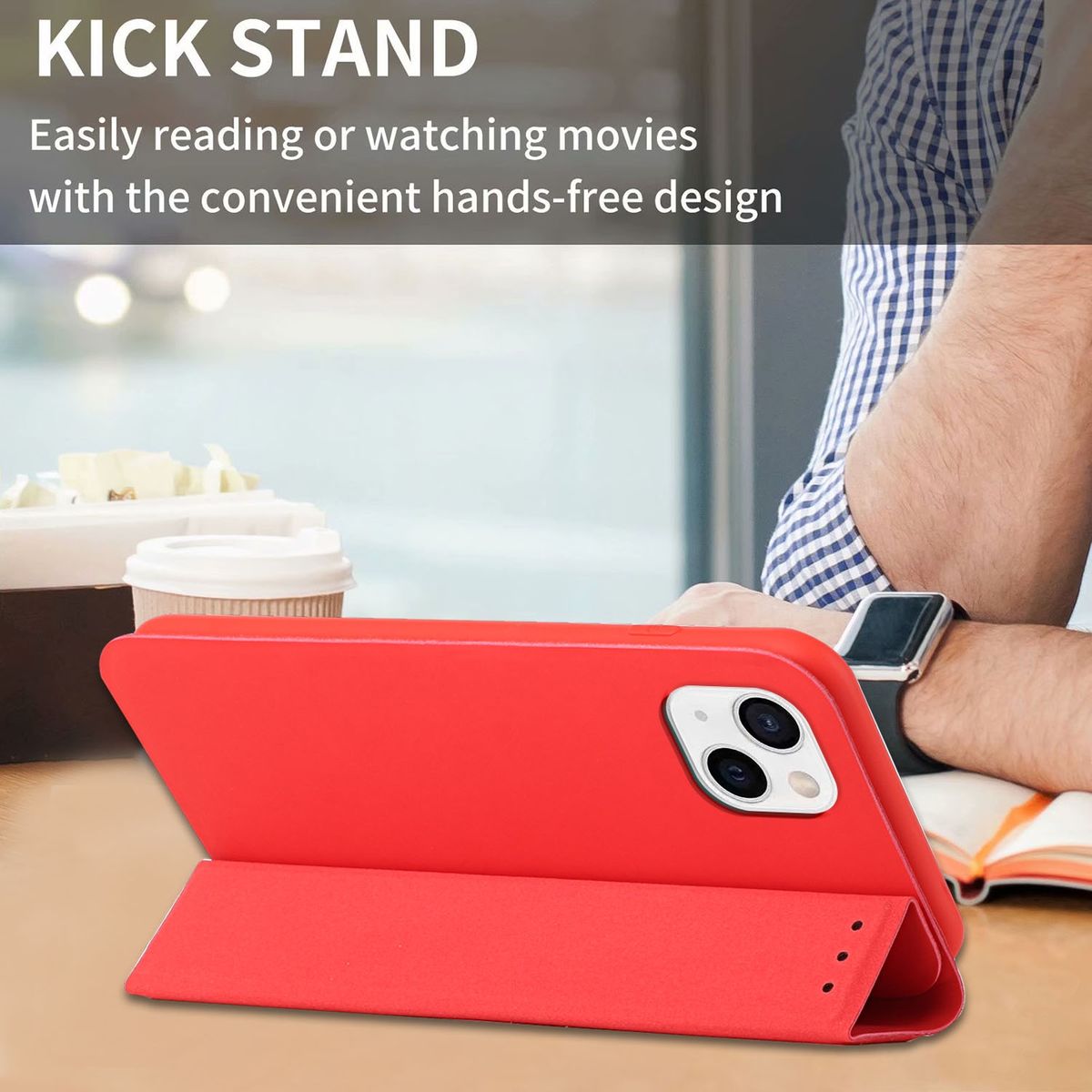Hülle Handy Schutz für Apple iPhone 13 mini Case Flip Cover Tasche Etuis Rot Neu