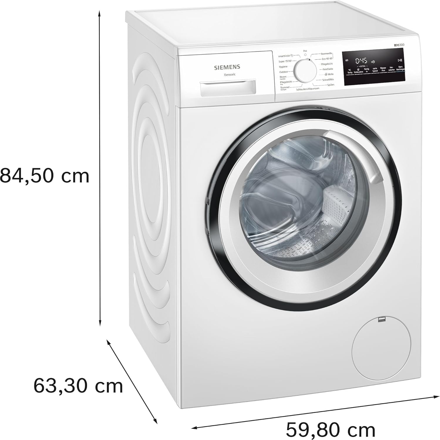 Siemens WM14N225 Waschmaschine iQ300, Frontlader mit 8kg Fassungsvermögen, 1400 UpM, speedPack L, smartFinish, Outdoor-Programm, LED-Display, Weiß, 60cm