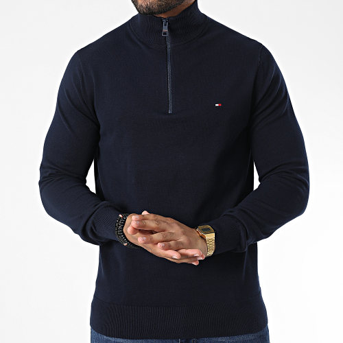 Sweat Col Zippé 1985 Zip Mock 5352 Bleu Marine