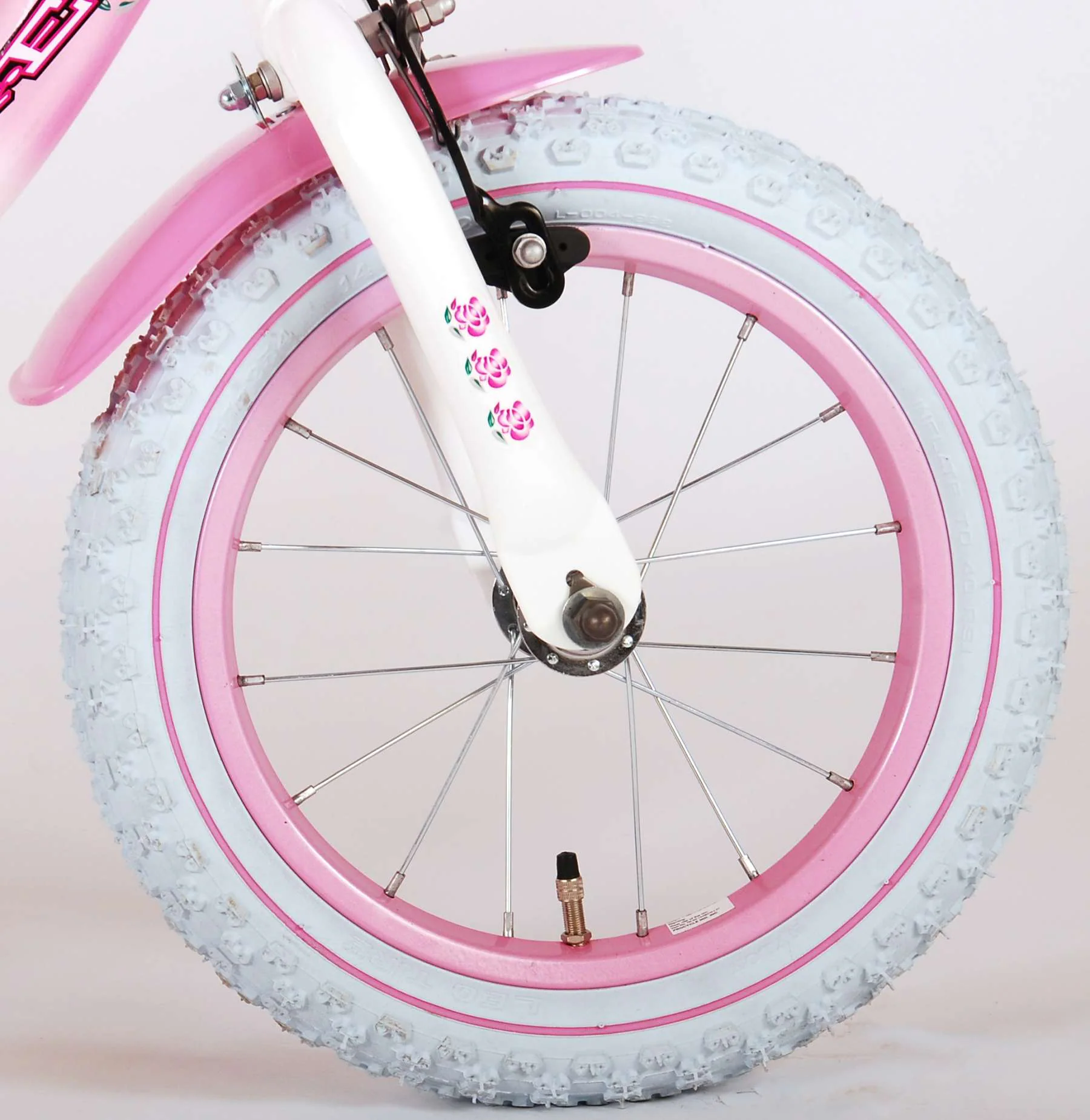 Kinderfahrrad Rose für Mädchen 14 Zoll Kinderrad in Pink/Weiß