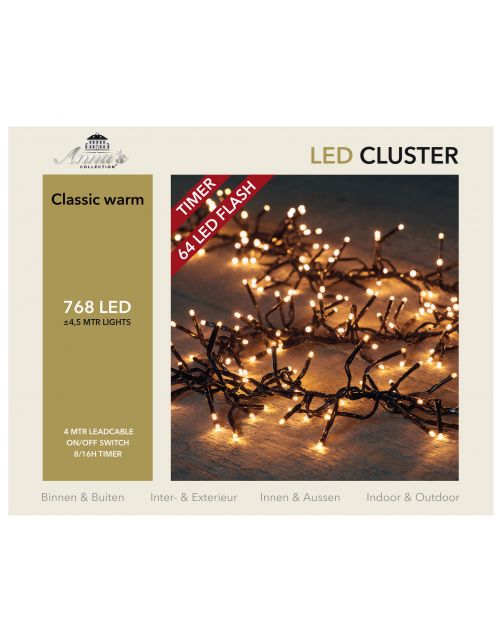 Anna's Collection Cluster Classic Led Flash - Kerstverlichting - Warm Wit 768 led 4m Aanloopsnoer