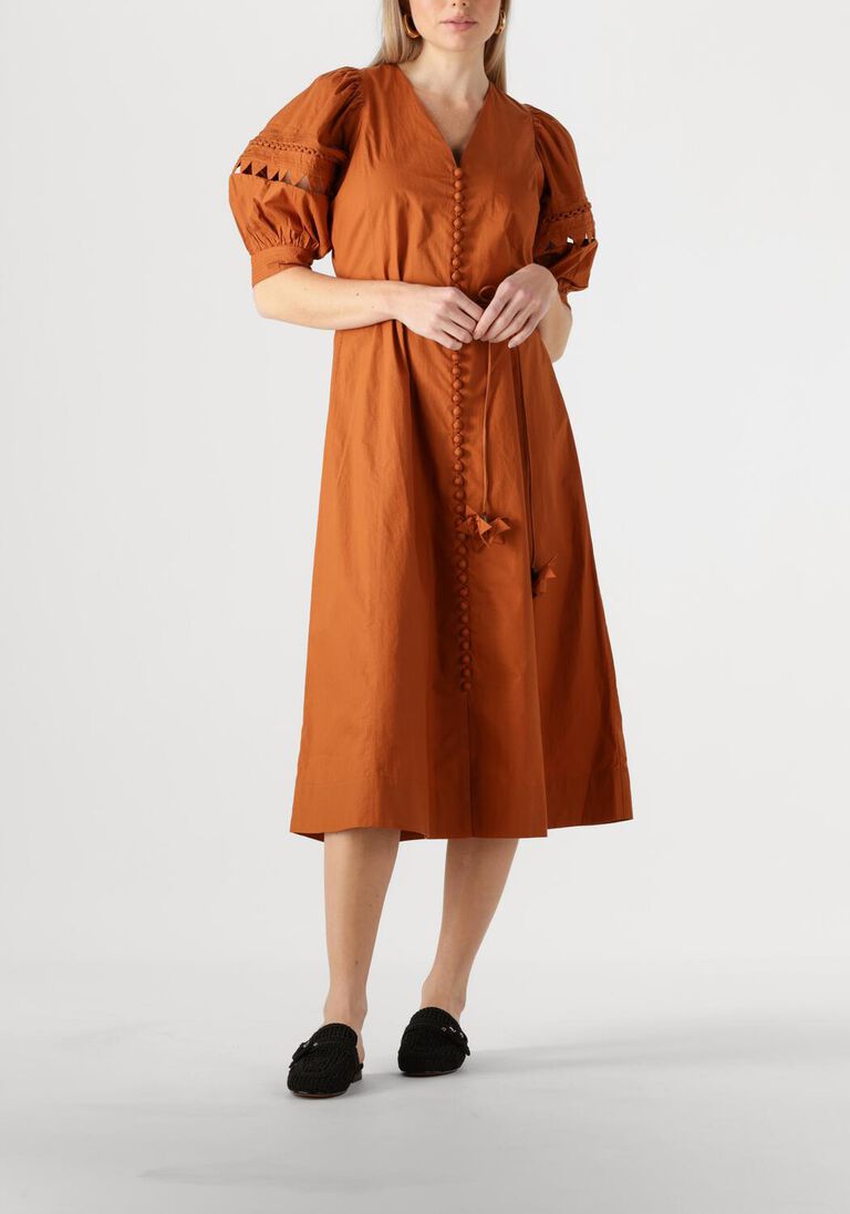 bruine scarlett poppies midi jurk fleuretta midi dress