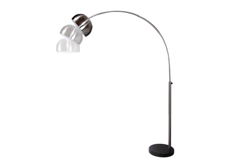 Ausziehbare Bogenlampe LOUNGE DEAL 170-210cm chrom gebürstet Marmorfuß Stehlampe