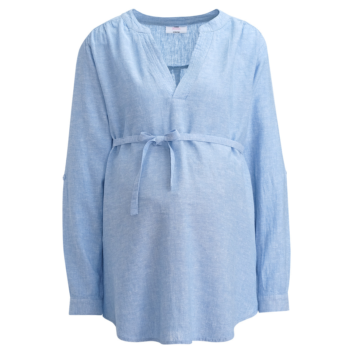 Gina Mama Damen Leinen-Umstands-Bluse unifarben hellblau