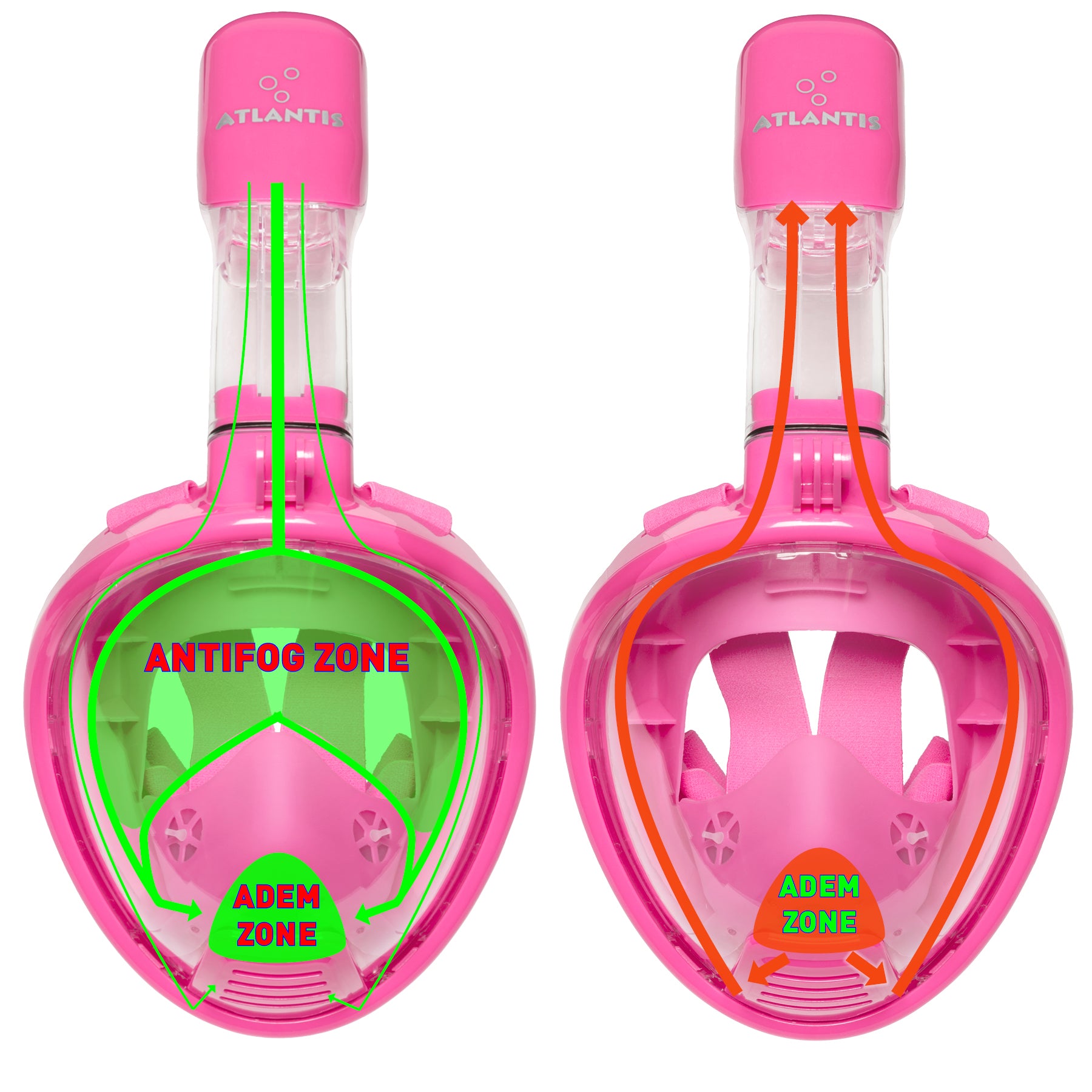 Atlantis 2.0 Full Face Mask Kids Snorkelmasker - Pink
