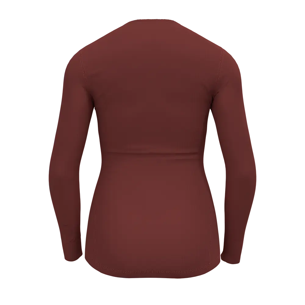 Odlo Active Warm Eco Crew Neck Thermoshirt Lange Mouwen Donkerrood Dames