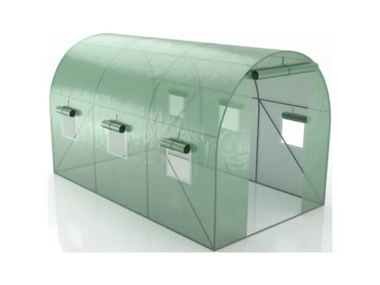 Serre de Jardin Tunnel 7m² - bâche armée - avec fenêtres latérales et porte zipée
