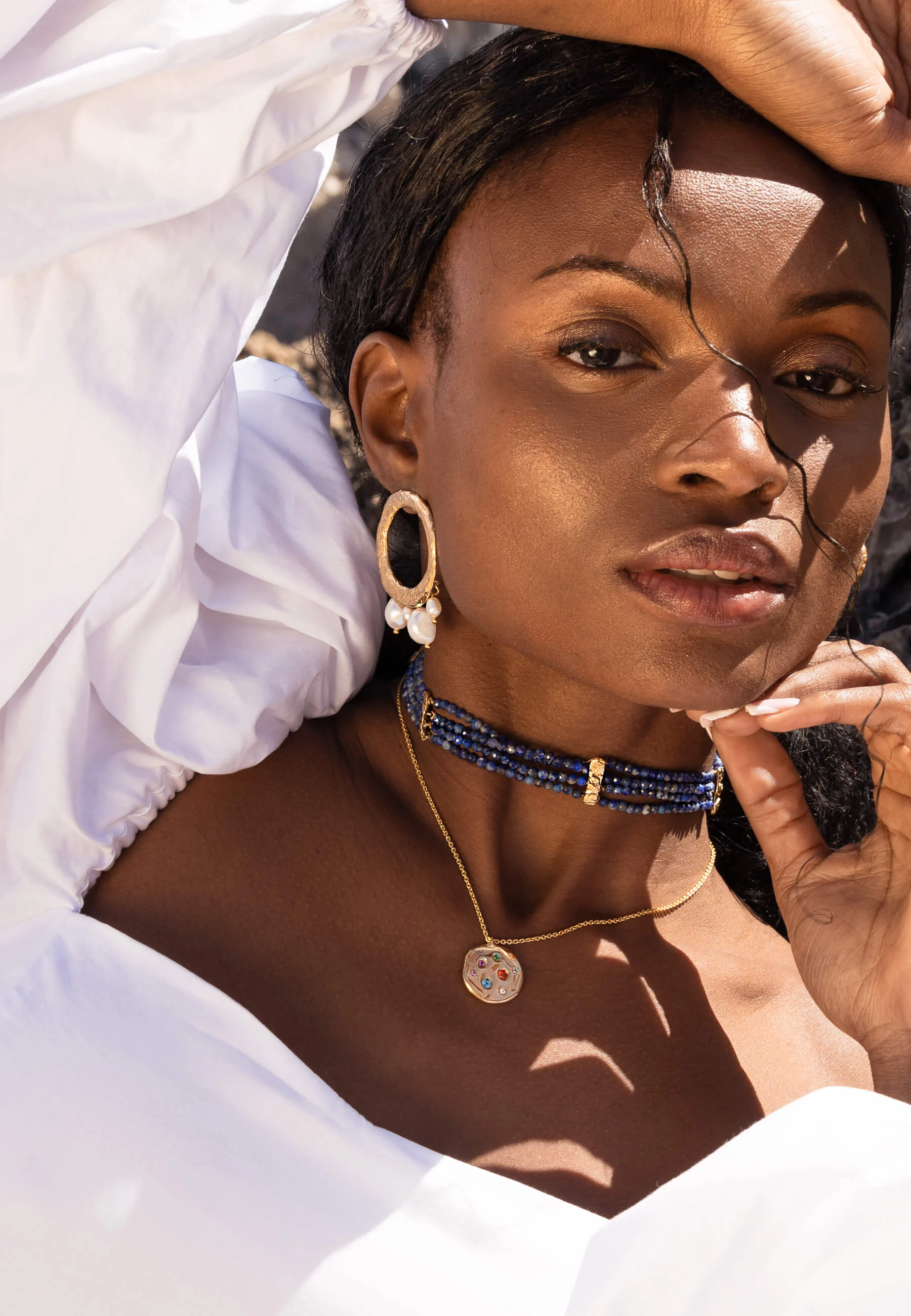 LILIANA VERT - Collier choker de pierres | Bleu