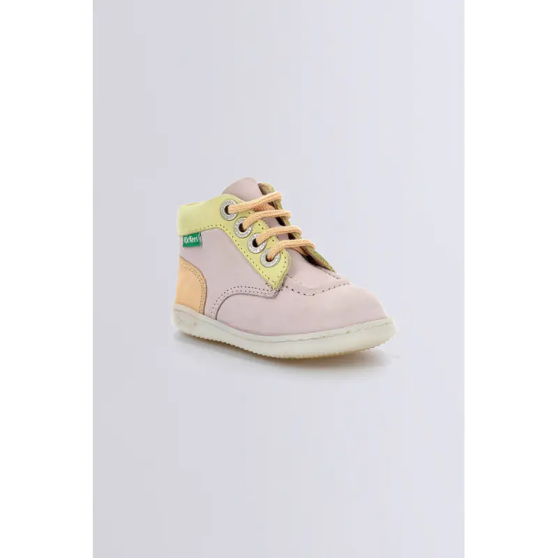 Kickiconic Rose jaune abricot BOTTILLONS Cuir Mixte