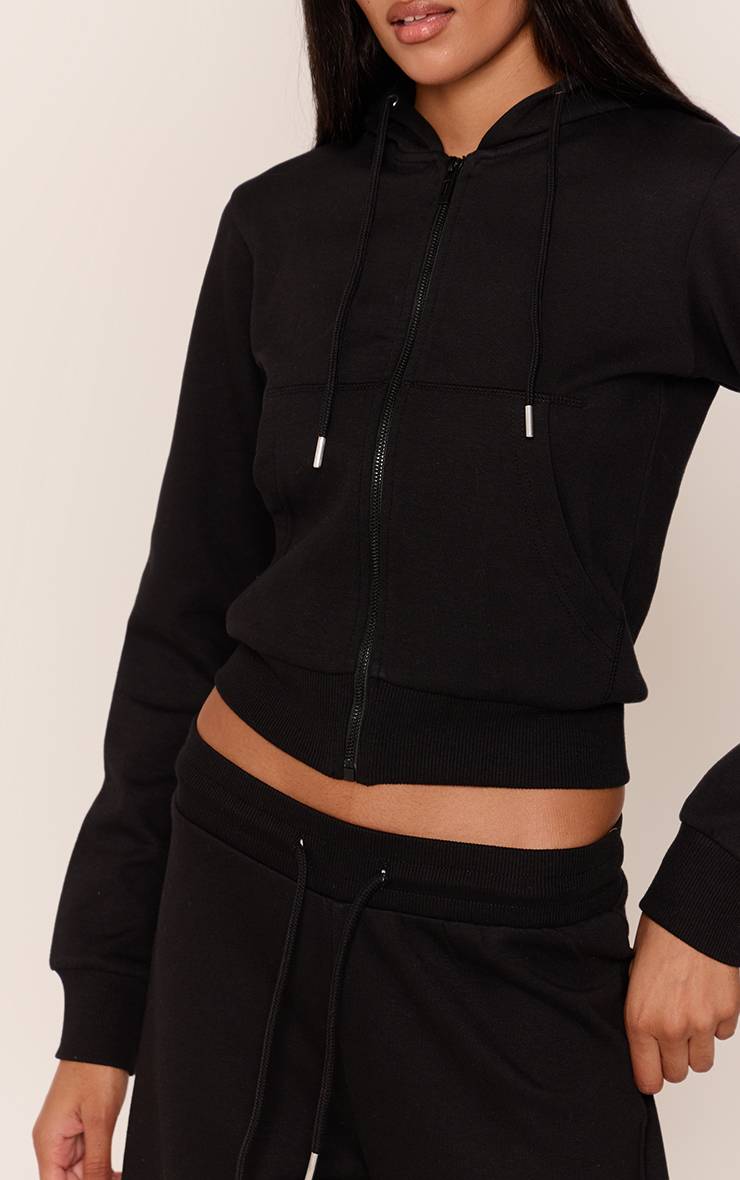 Noir Veste Zippée Ajustée À Imprimé Health