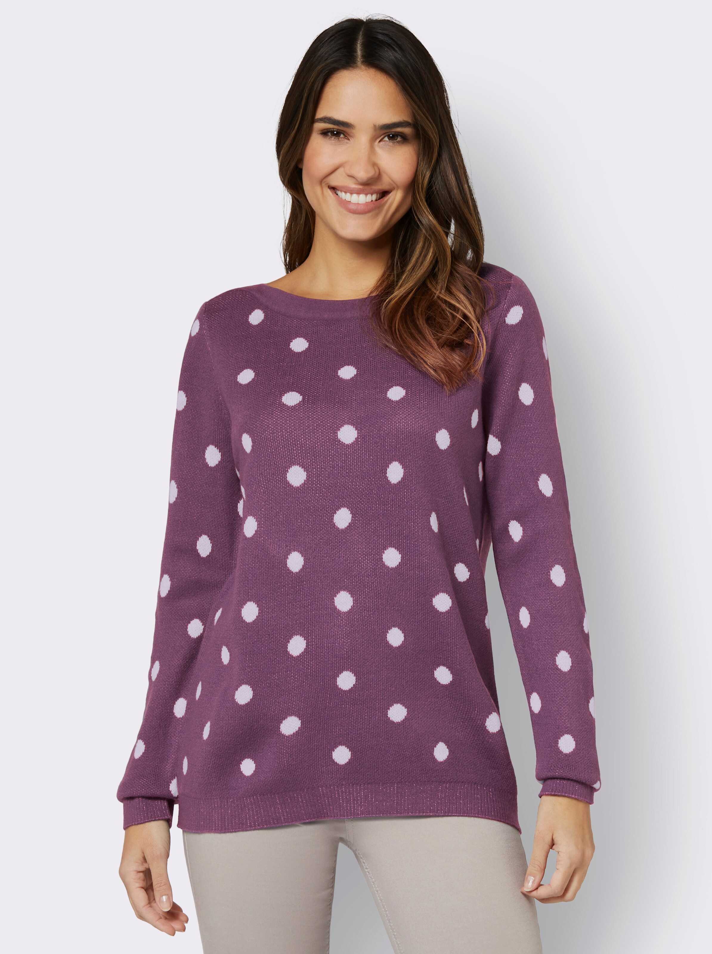 Jacquardpullover im Tupfen-Dessin