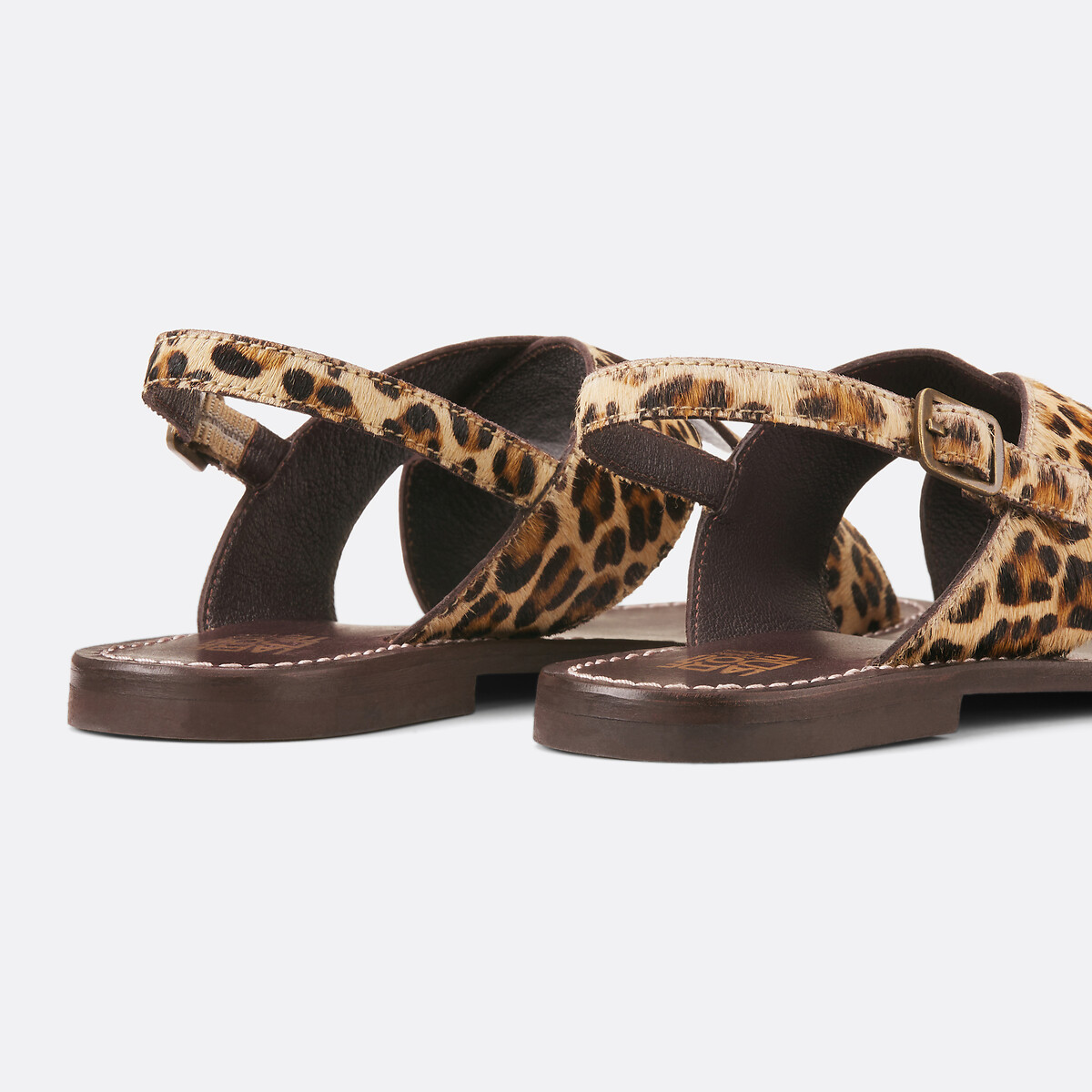 COLEÇÕES LA REDOUTE<br>Sandálias de couro leopardo, Assinatura LAURINE