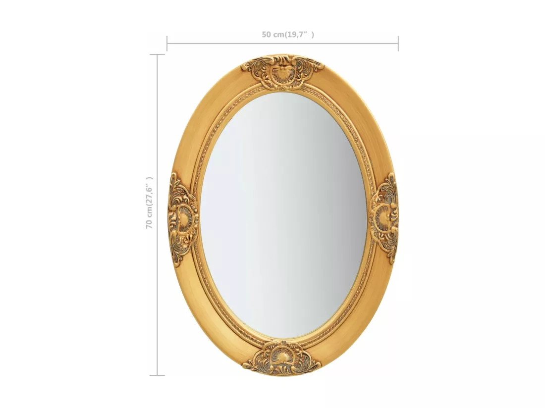 Miroir mural style baroque 50x70 cm Doré