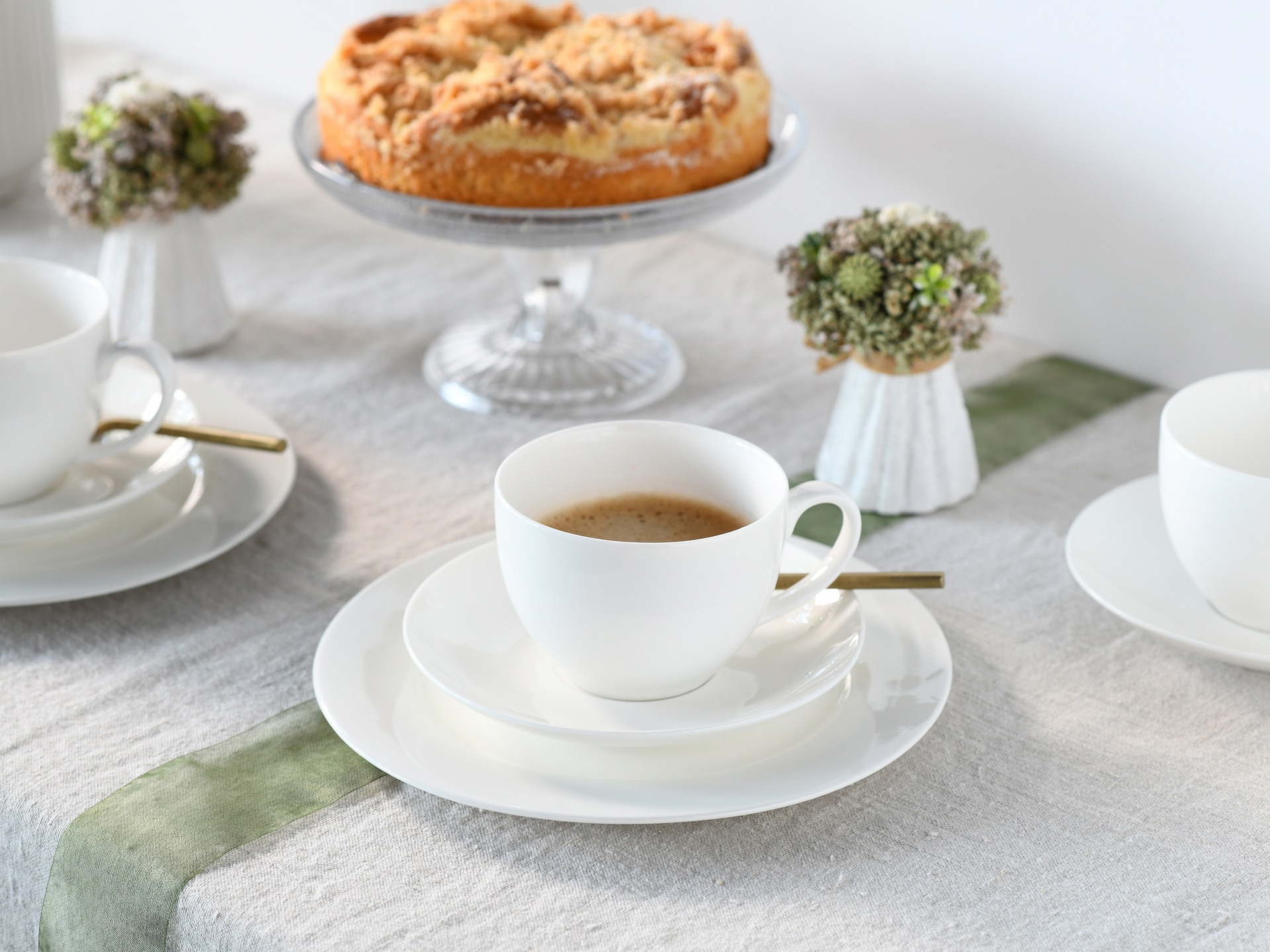 CreaTable Kaffeetasse FLEUR ROYAL 6er Set creme weiß
