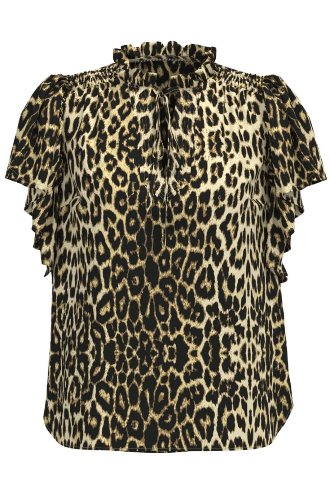Co´Couture Leocc Ss Frill Top 35705 16 khaki