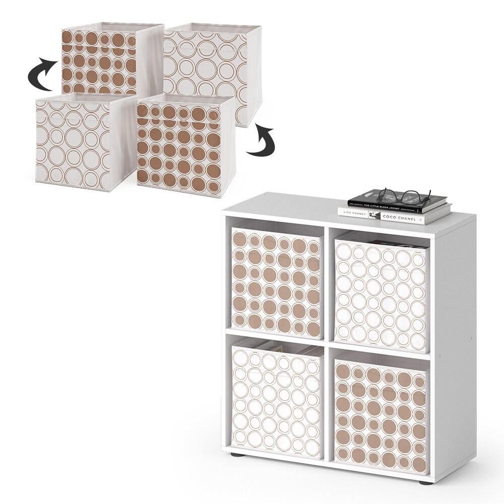 Vicco Raumteiler Würfelregal Standregal Tetra Weiß Faltbox Wohnzimmer Regal 73x72 cm modern Ablage 4 Fächer Dekoregal Ordnerregal Aufbewahrung