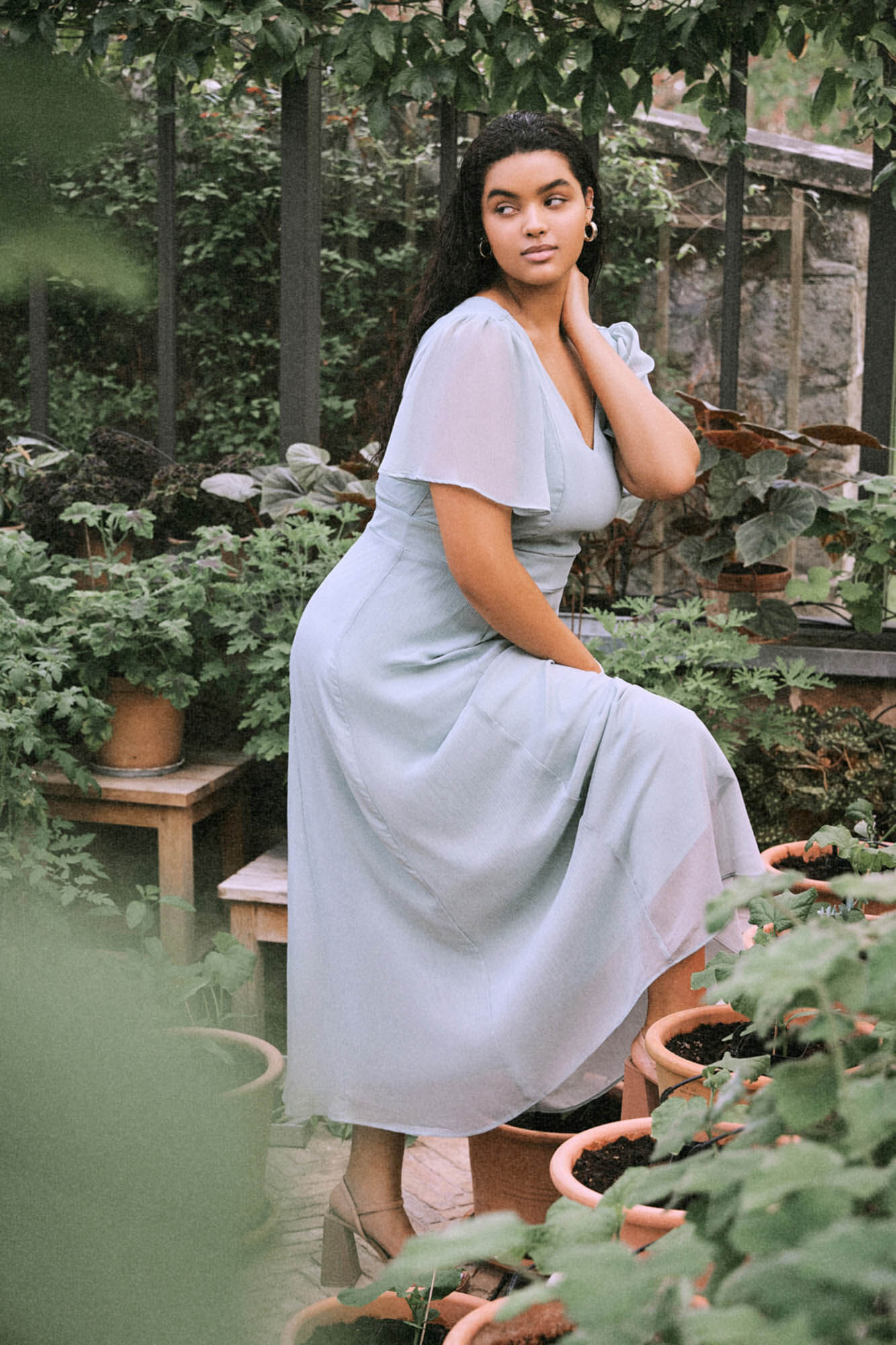 Vestido com mangas borboleta da Vila - Verde