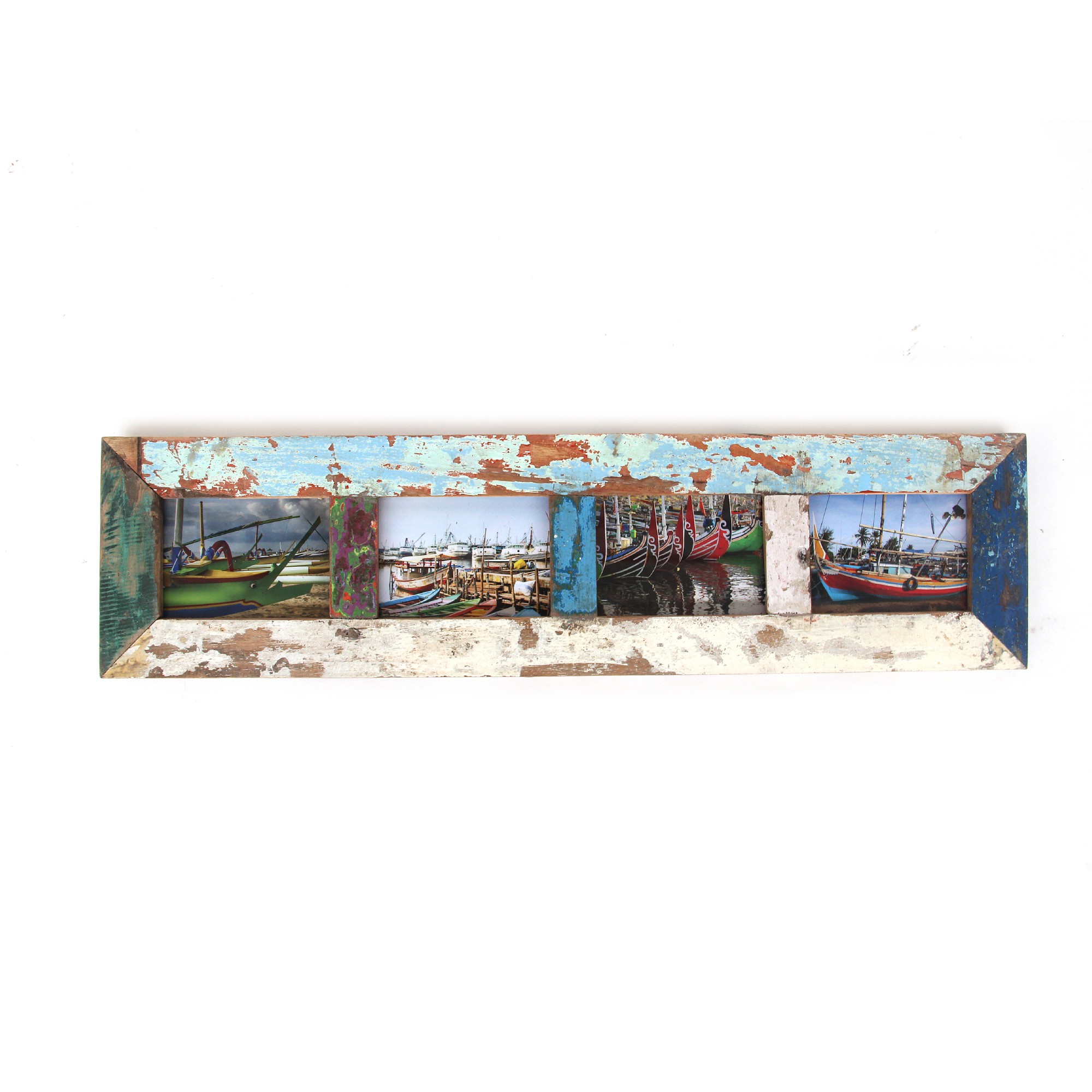 Fotorahmen aus Bootsholz, multicolor, T 3 cm, B 80 cm, H 20 cm von fischer's lagerhaus