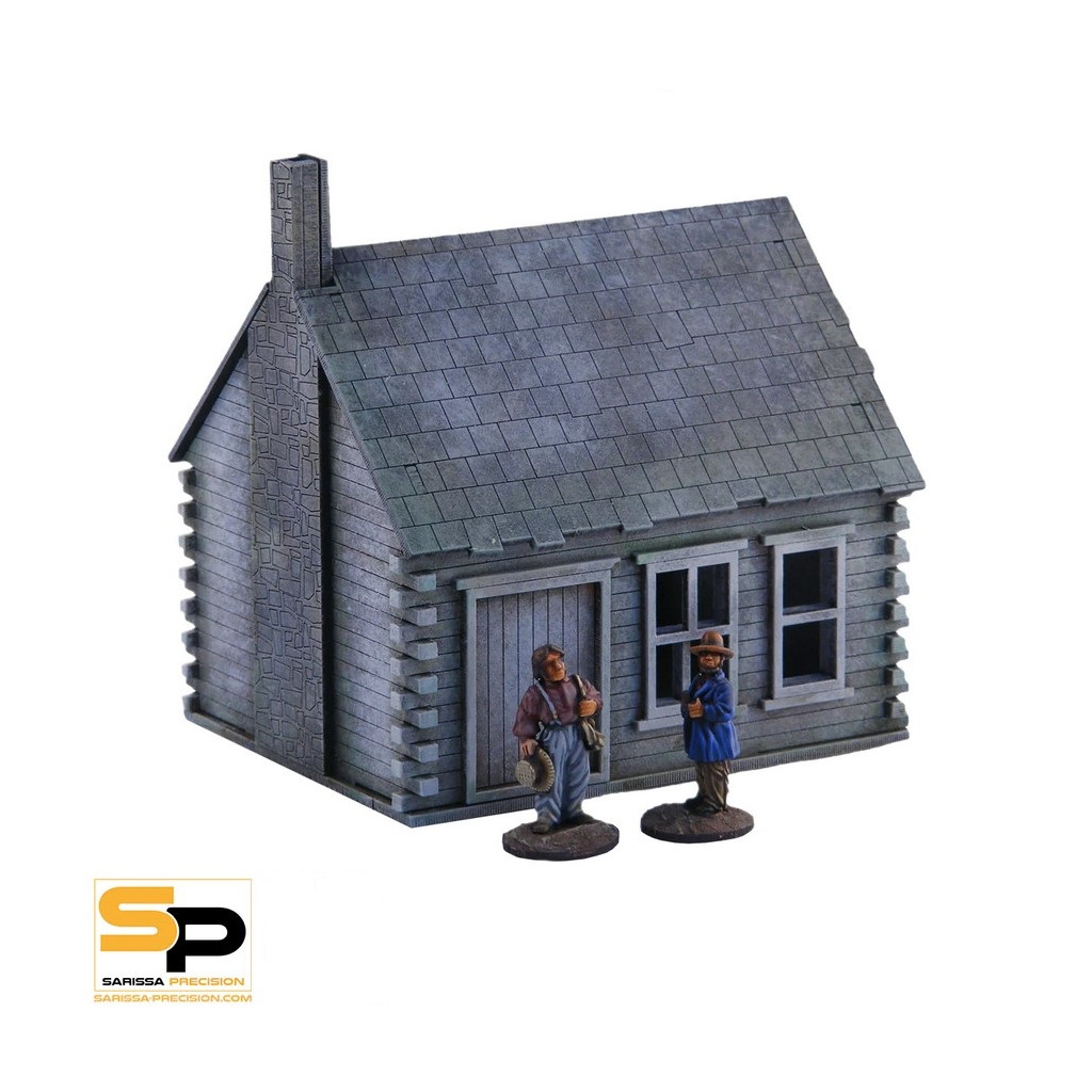 Old West: Log Cabin with Stone Chimney