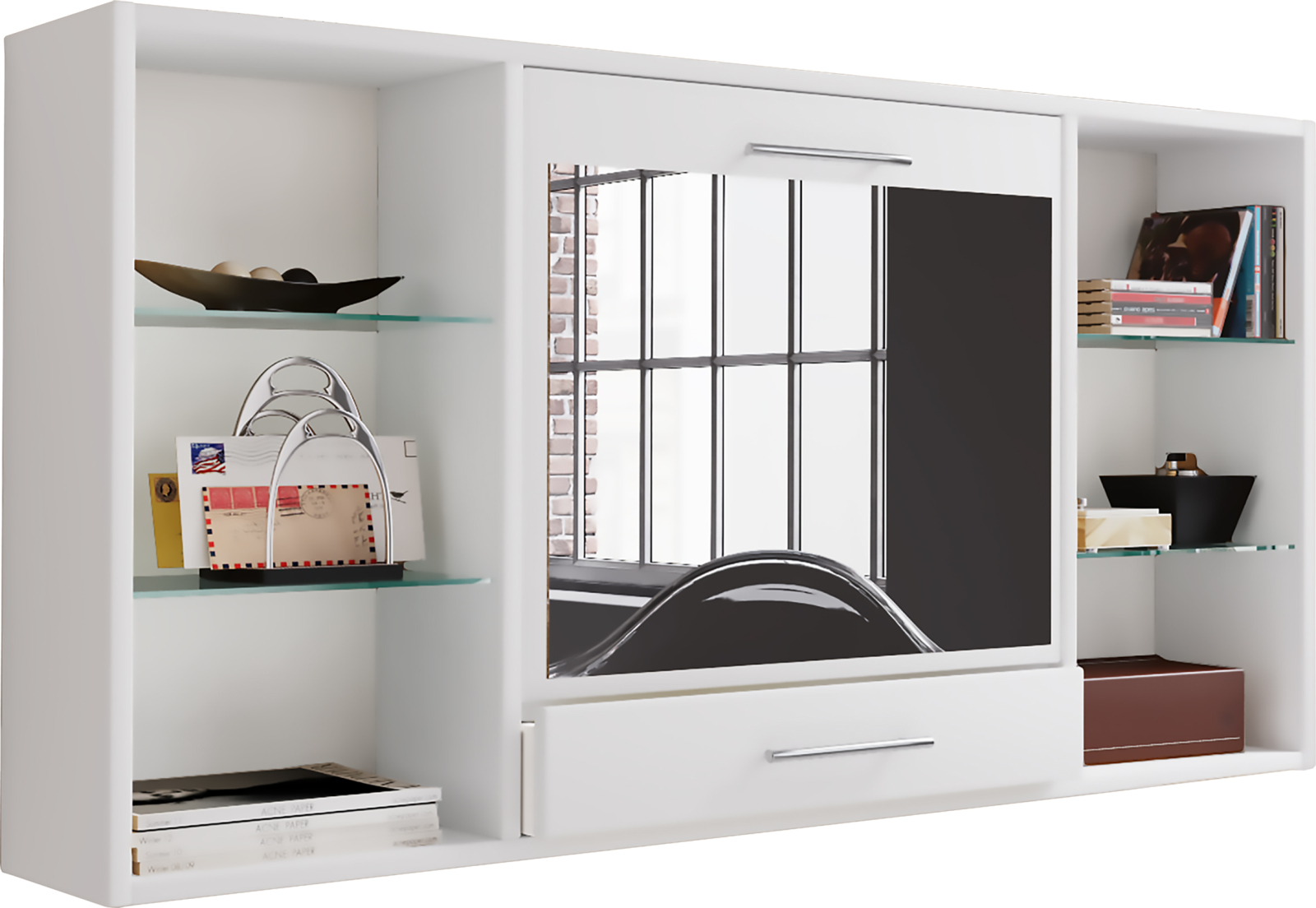 Schreibtisch TEALA SPIEGEL - weiß - ausklappbar - 115 cm