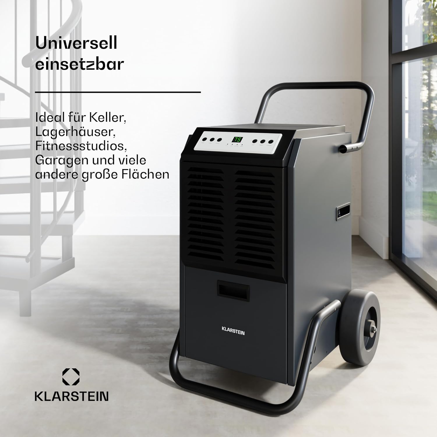 Klarstein DuraDry 50L Luftentfeuchter - Elektrisch, 52 dB, 5,5 L Tank, Auto-Abtau, Waschbarer Filter, 24h Timer, Für Keller & Große Räume bis 80 m², Anthrazit