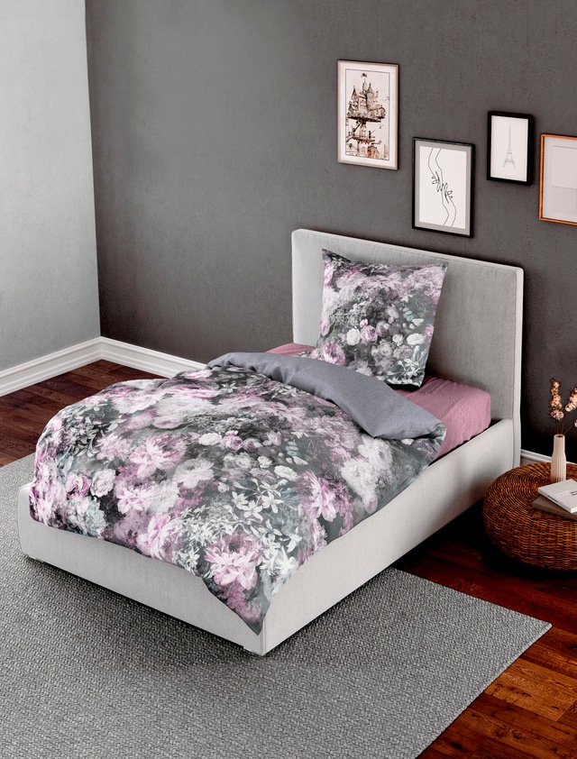 BIERBAUM Bettwäsche »Bunte Blumen in Gr. 135x200 oder 155x220 cm« 2 Stk. tlg. Bettwäsche aus Baumwolle, geblümte Bettwäsche mit Wendeoptik