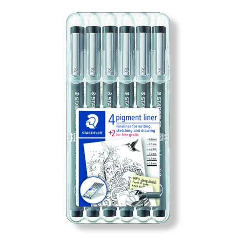 STAEDTLER® Pigment Liner 308, 6er Etui Fineliner