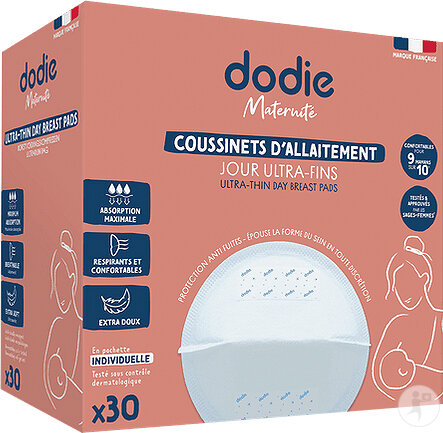 Dodie Coussinets D'Allaitement Ultra-Fins Jour En Pochette Individuelle 30 Pièces
