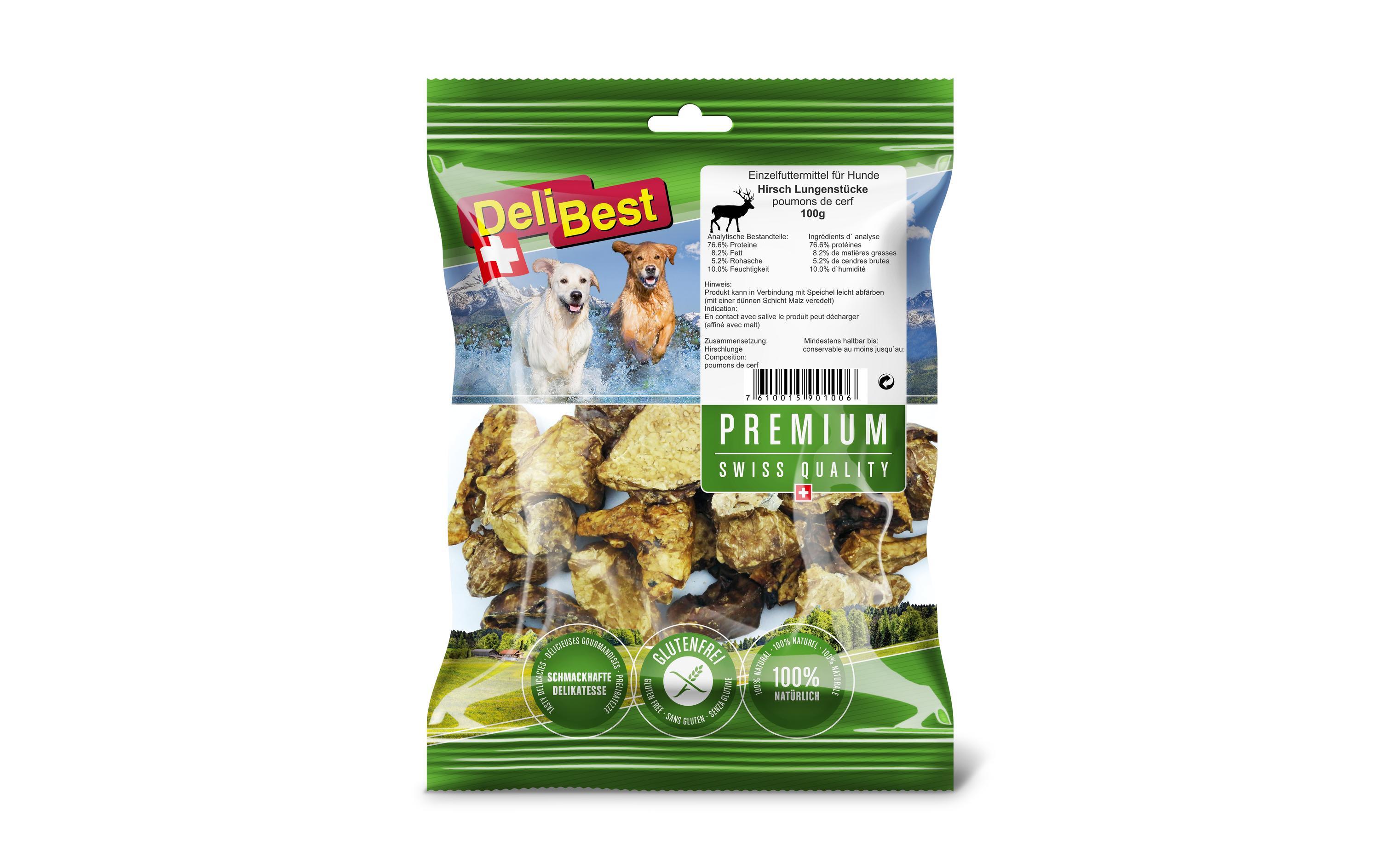 Kausnack Premium Hirschlungenstücke, 100 gKauartikel für Hunde