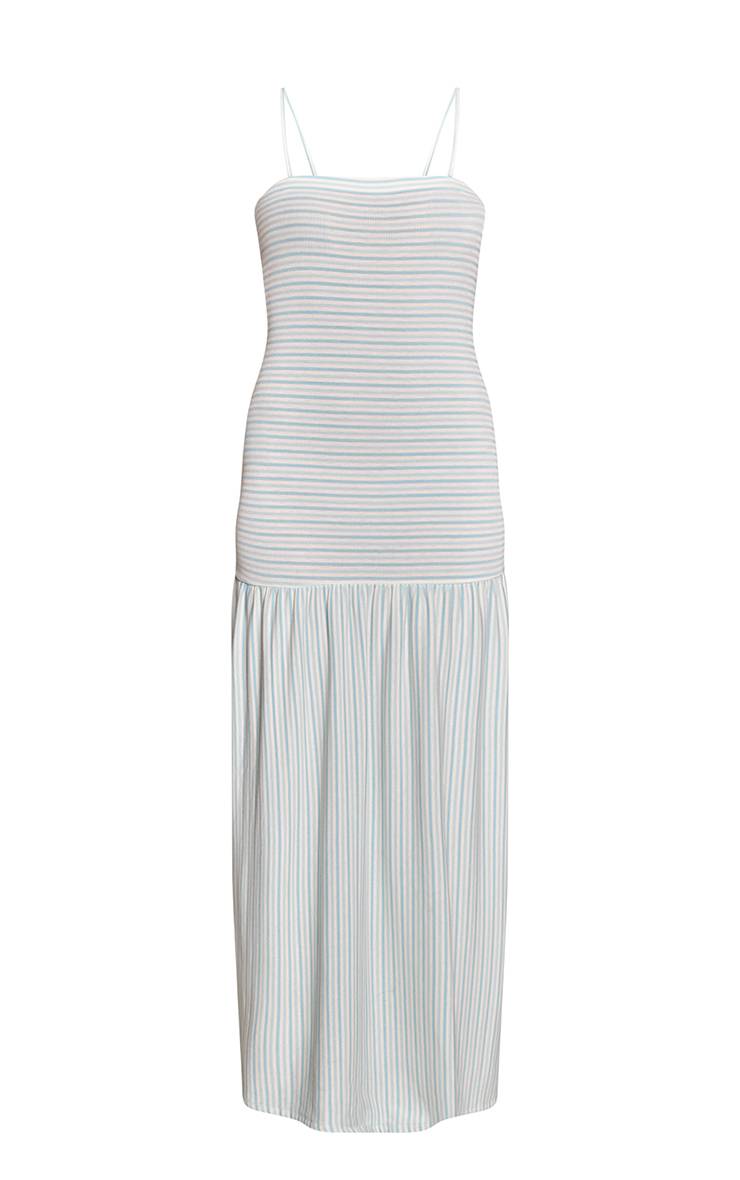 Bleu Layette Robe Longue Rayée À Bretelles Avec Taille Basse