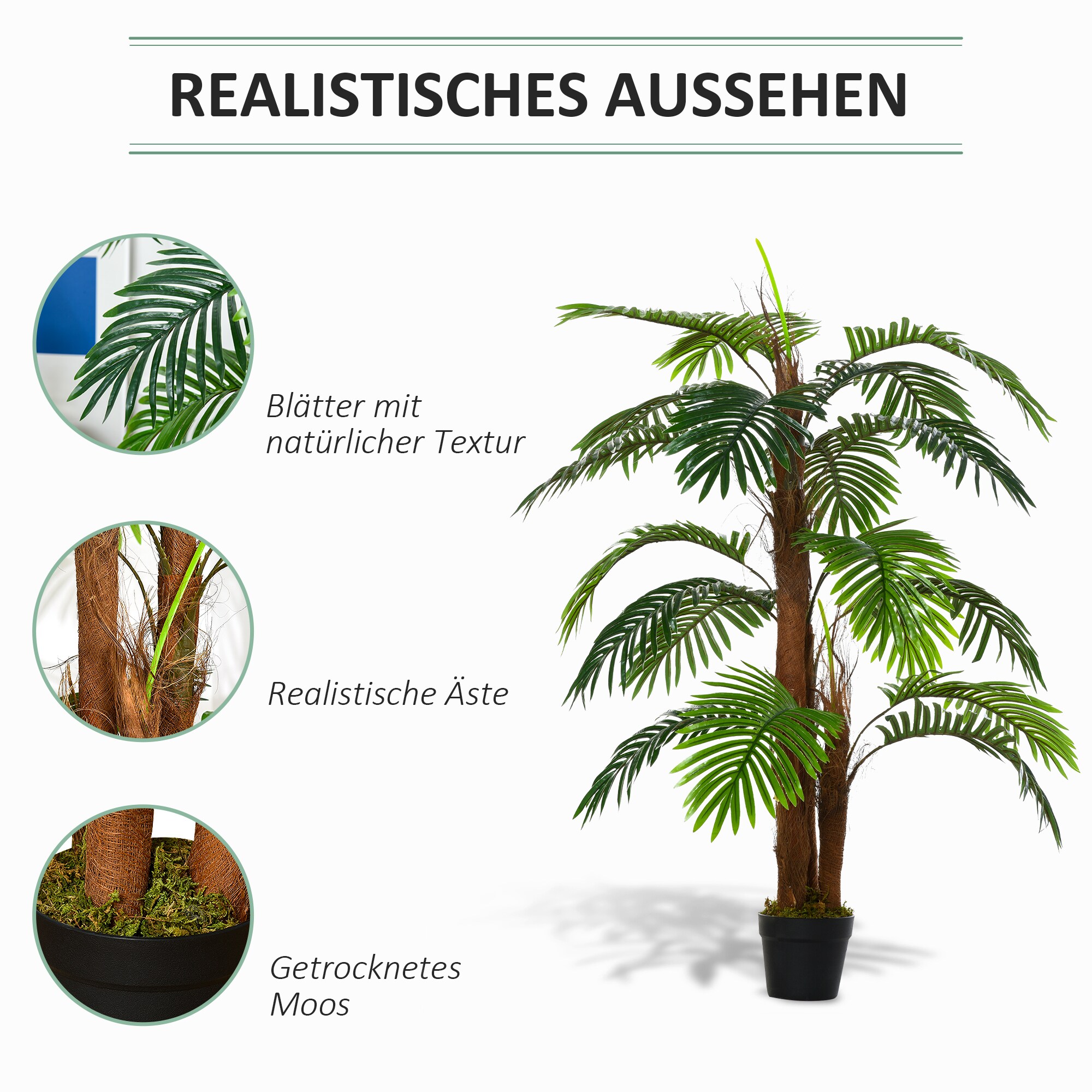 Outsunny künstliche Pflanze in Palmen Design grün 16L x 16B x 120H cm