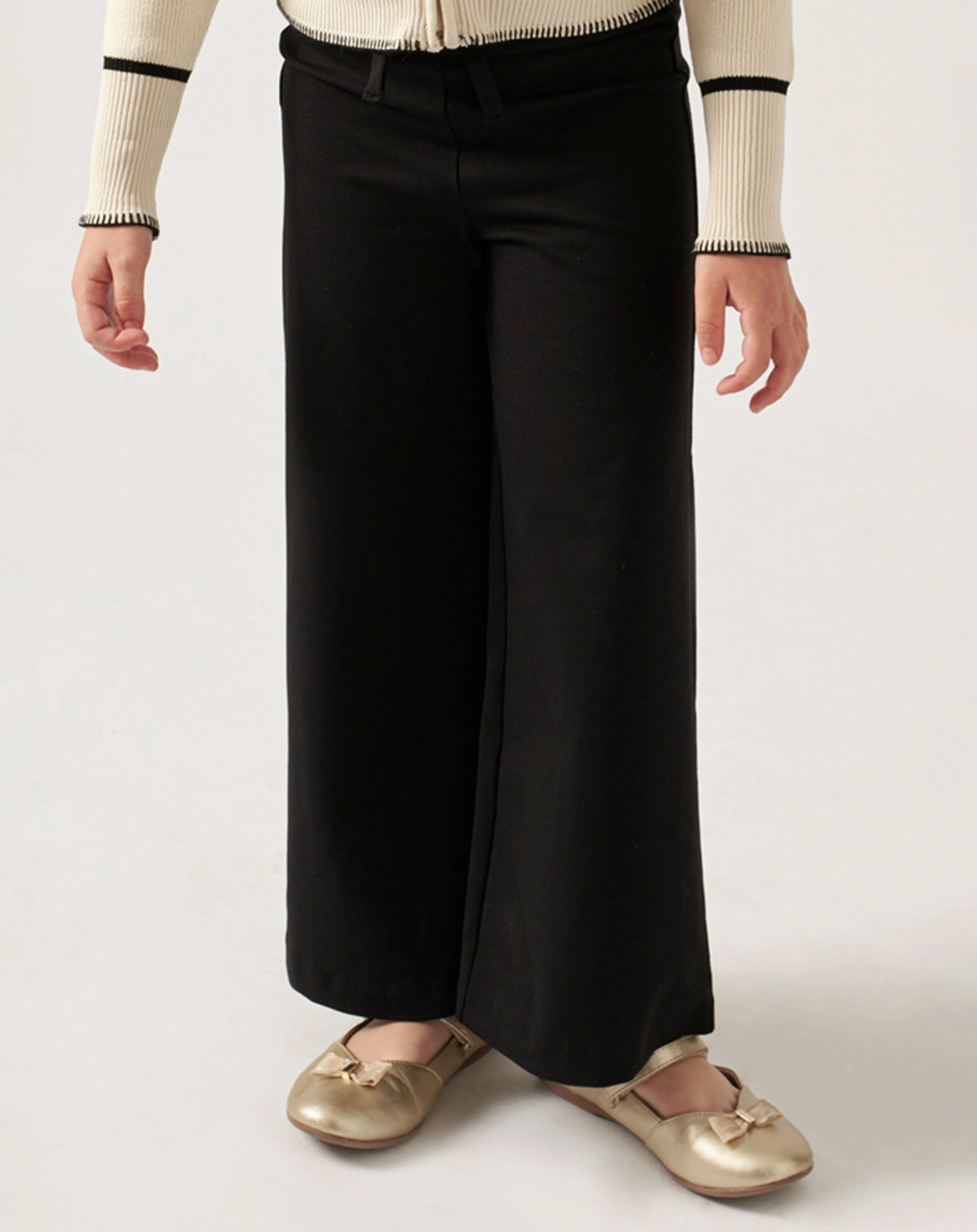 Stoffhose CROPPED FLEECE in schwarz