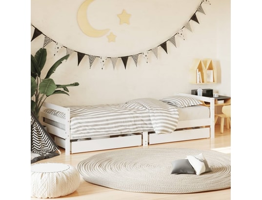 VIDAXL - Lit enfant Cadre de lit d'enfants tiroirs blanc 90x190 cm bois pin mass...