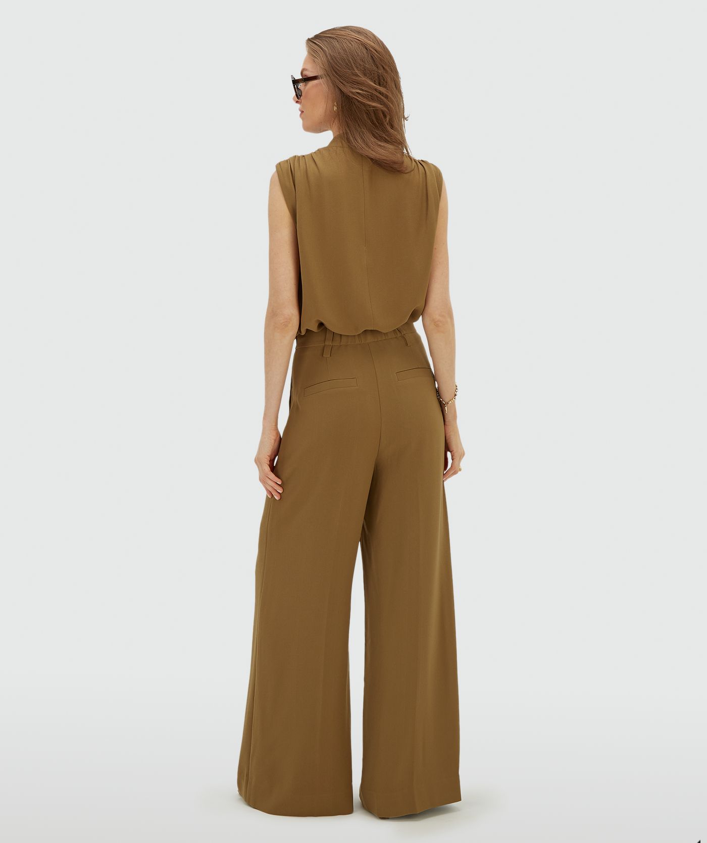 JV-ESSA high waisted wide leg pantalon - khaki