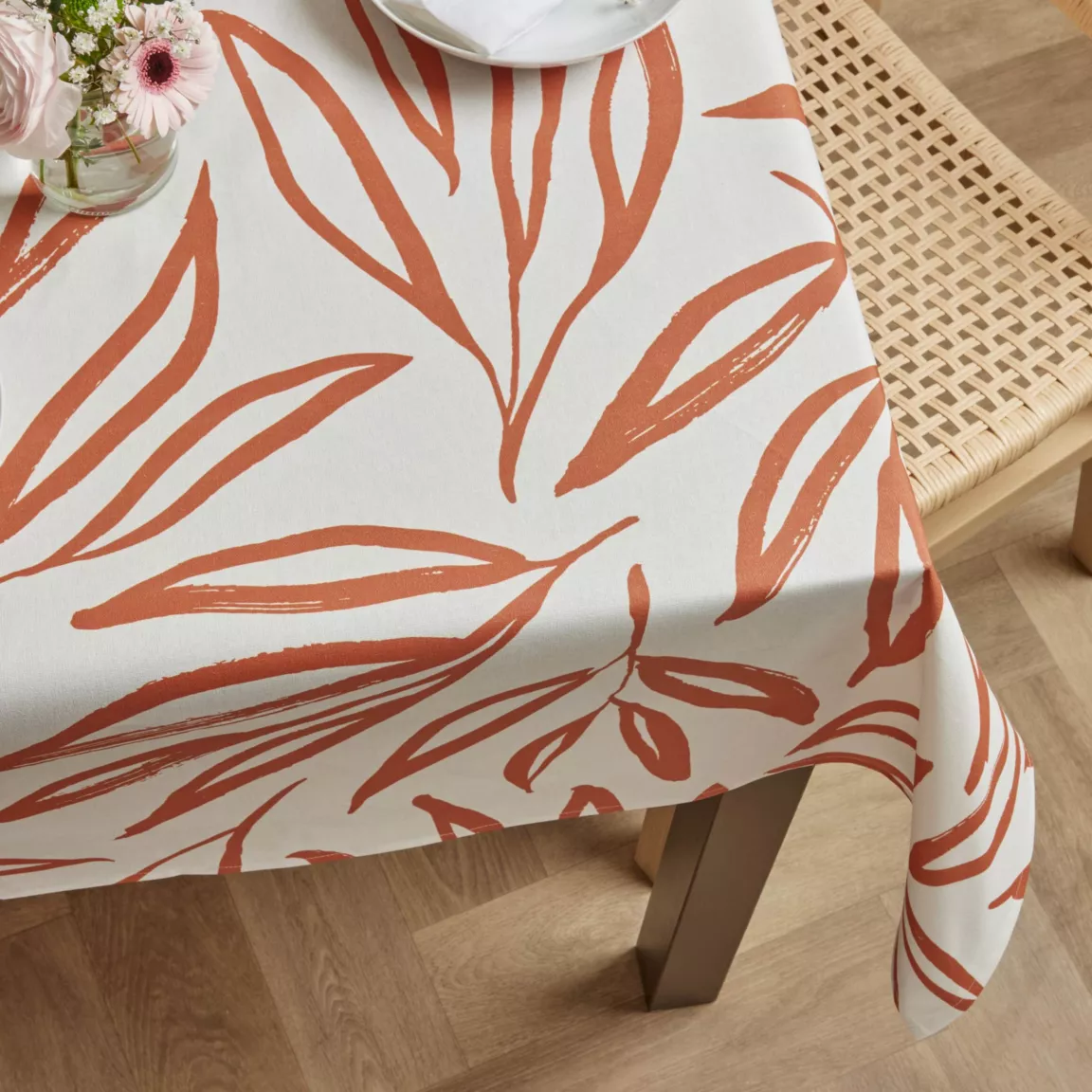 Nappe rectangulaire coton enduit (150 x 250 cm) Galice Terracotta