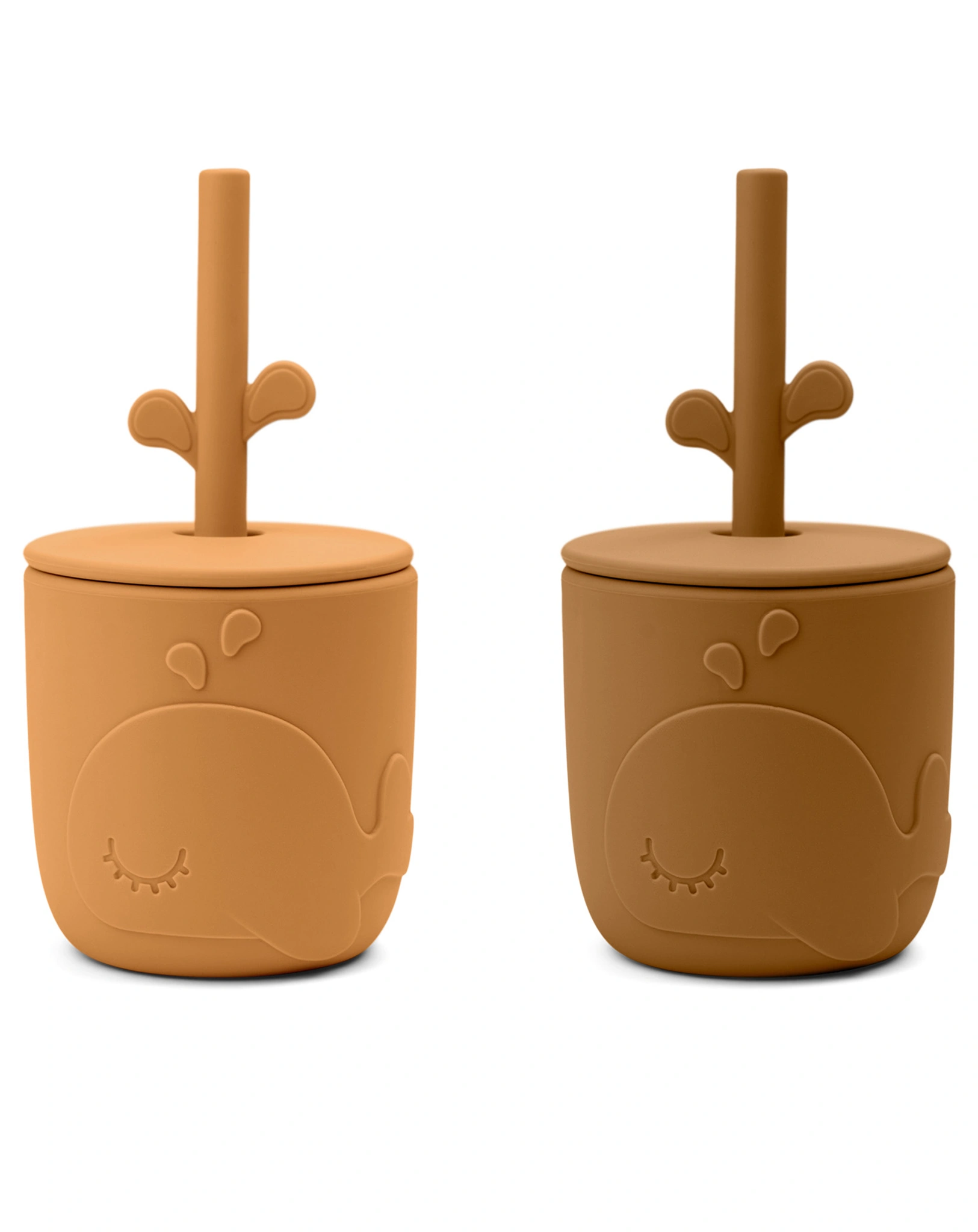 Strohhalmbecher PEEKABOO - WALLY 2er Pack in senfgelb