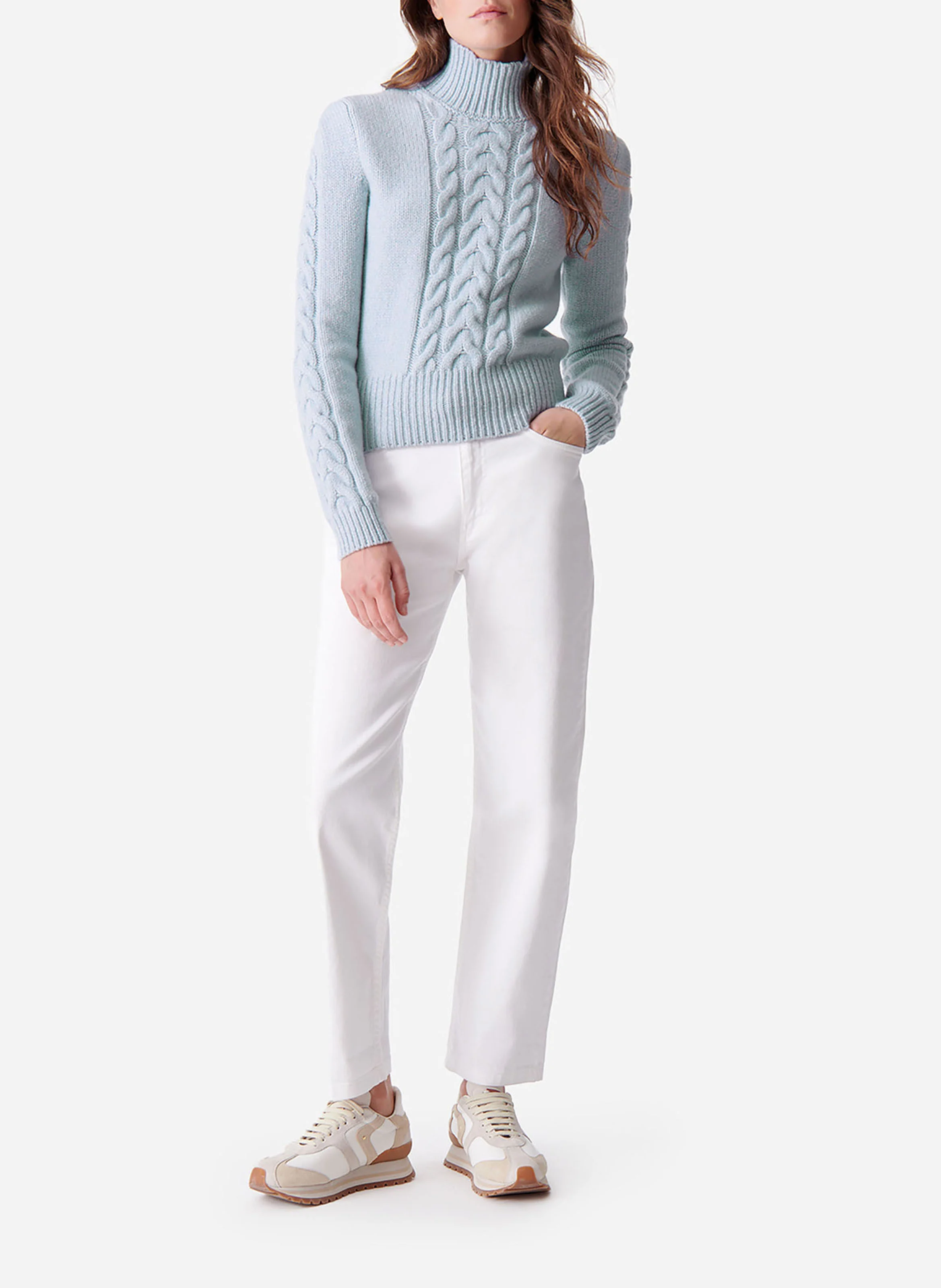 DABATHA - Pull droit en laine mélangée | Bleu