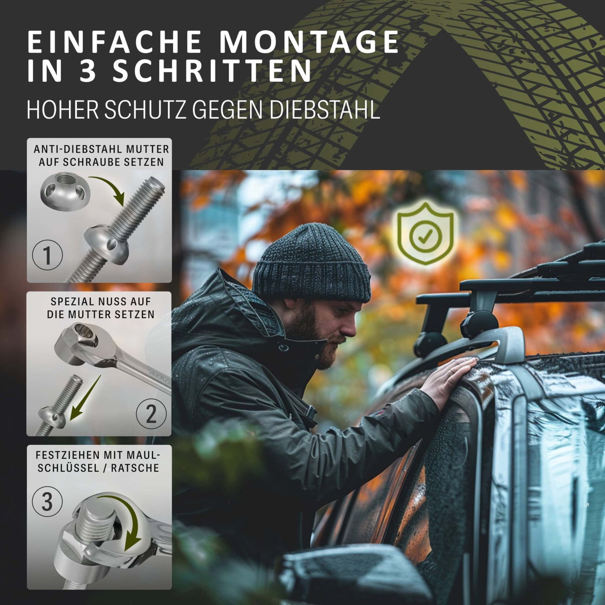 Diefstalbeveiligingsschroeven, 4-gats, fraudebestendige beveiligingsschroeven - M6 - 20 mm, 4 schroeven, 1 speciale dop