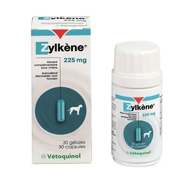 Vetoquinol Zylkene para cães com peso entre 10 e 30 kg, 30 cápsulas.