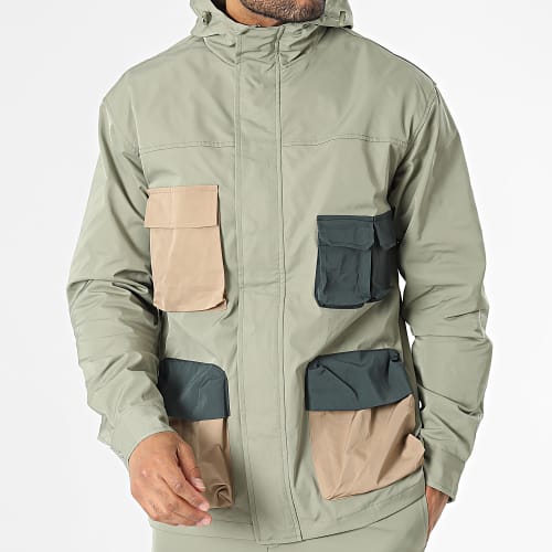 Ensemble Veste Zippée Et Pantalon Cargo Vert Kaki
