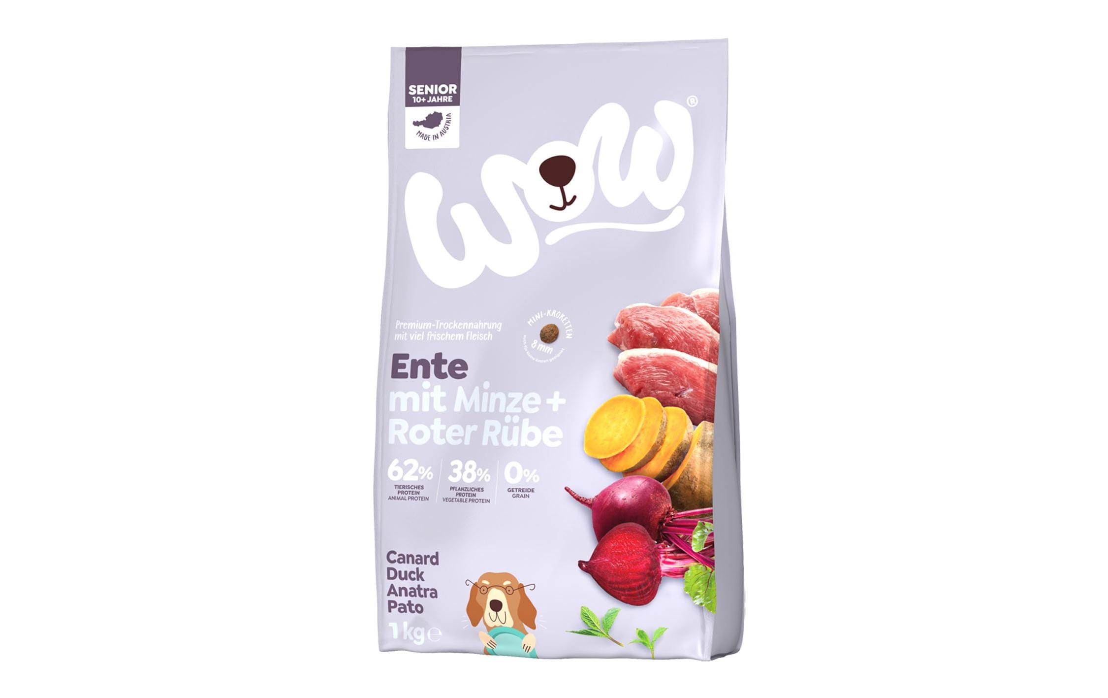 Trockenfutter Minis Senior Ente, 1 kgPremium-Trockennahrung für Senior-Hunde ab ca. 10 Jahren für alle Grössen und Rassen