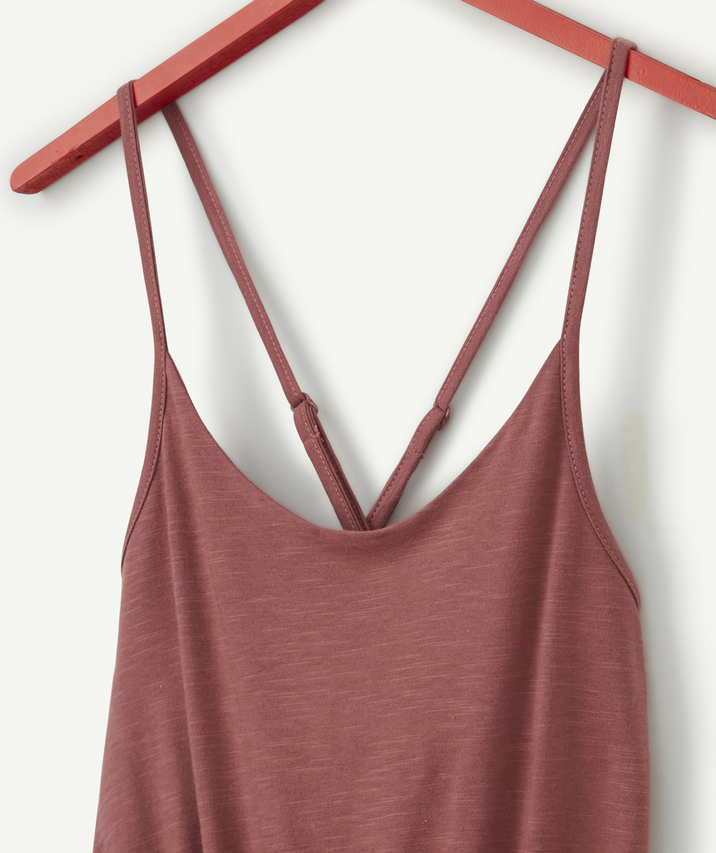 LA ROBE BORDEAUX EN COTON AVEC BRETELLES CROISÉES