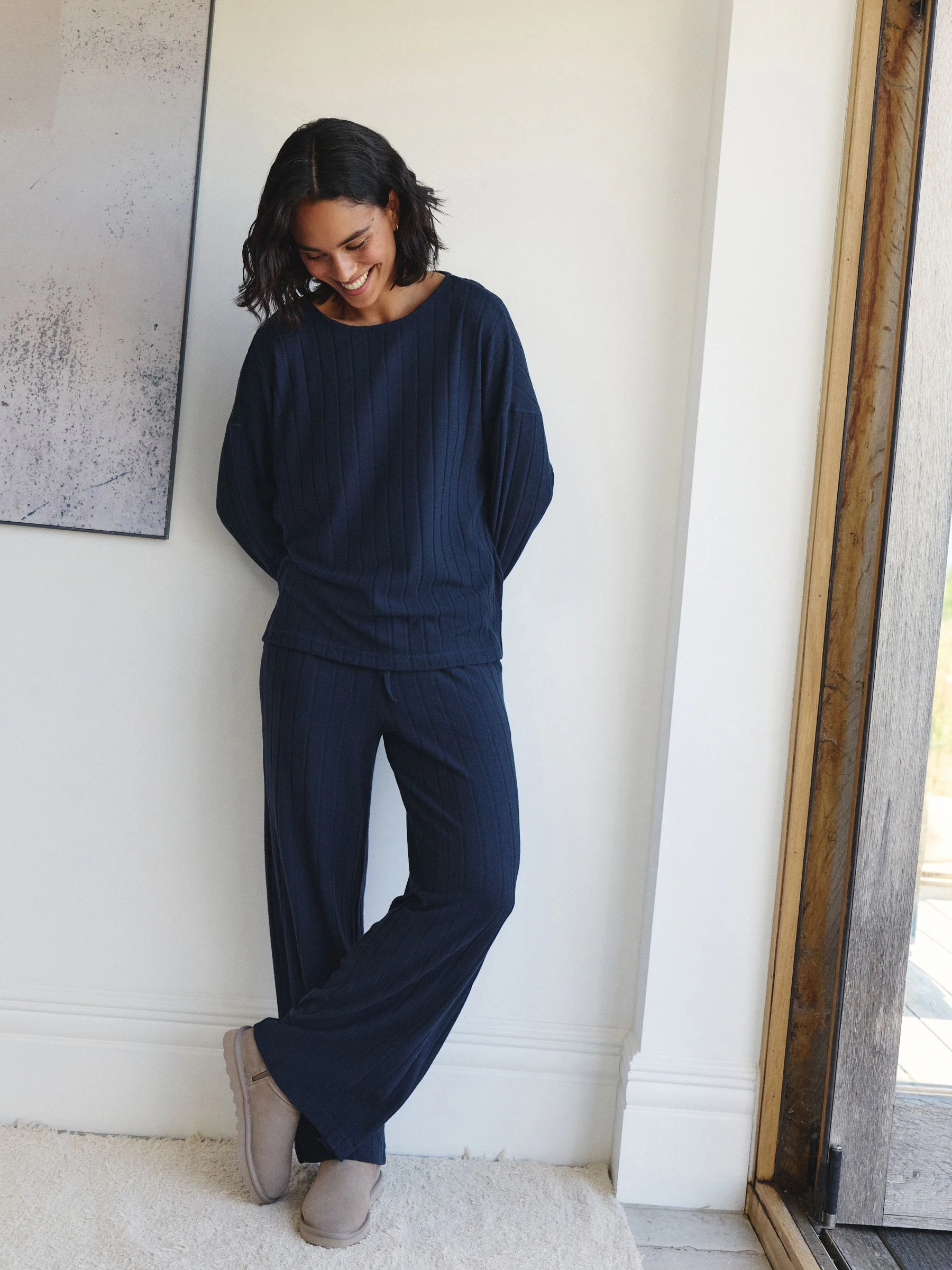 Marineblauw - Behaaglijke pyjama met lange mouwen