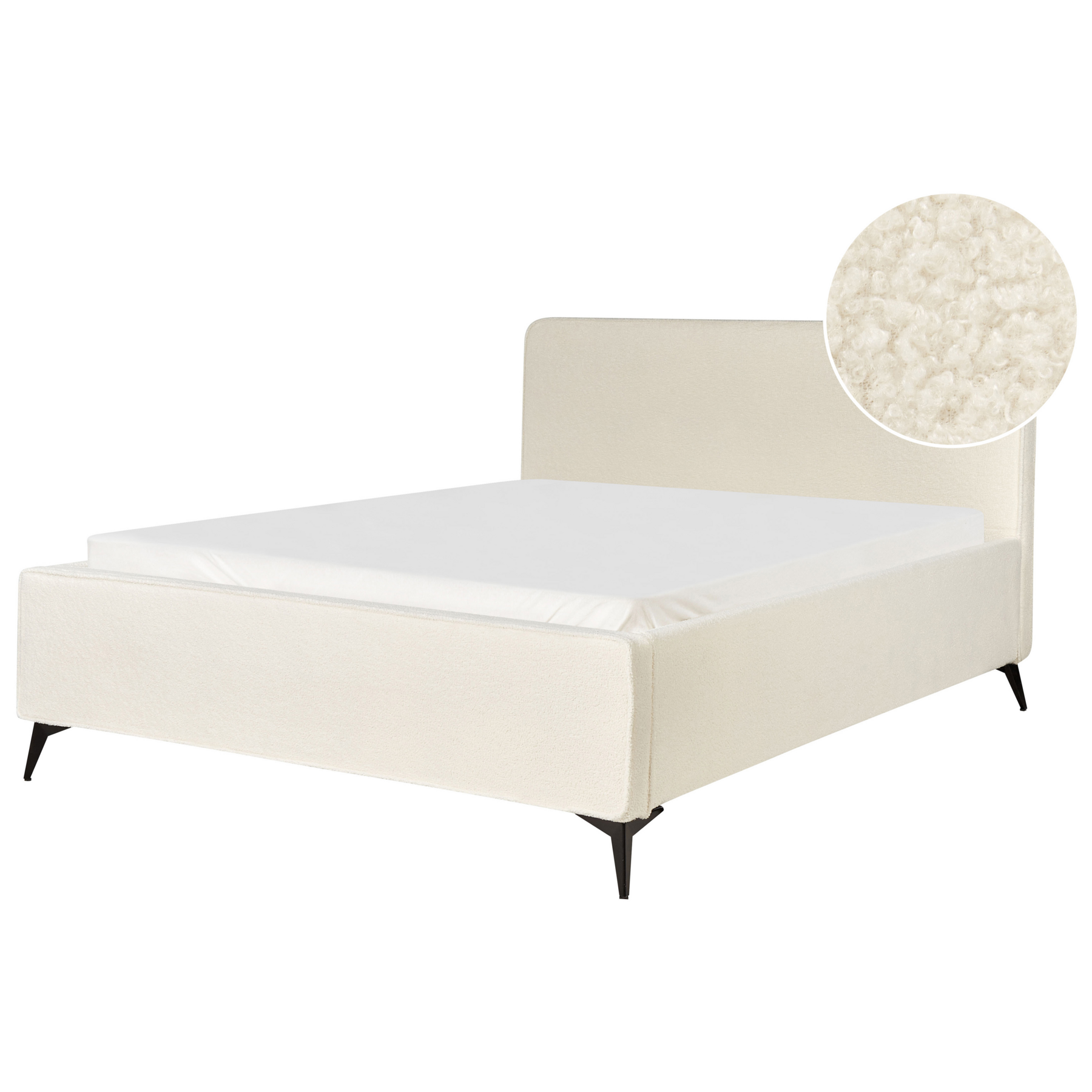 Beliani-VALOGNES-Tweepersoonsbed-Off-white-160 x 200 cm-Bouclé