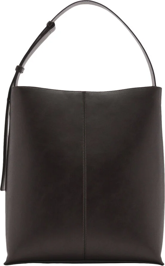 MANGO Short handle shopper bag Dark brown